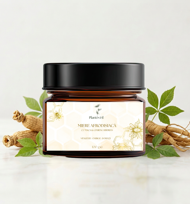Plantoviril Miere cu Maca și Ginseng siberian - 100 g